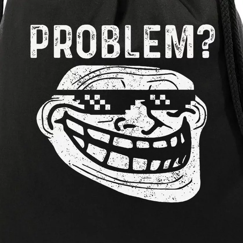 Troll Face Meme Problem Funny Drawstring Bag