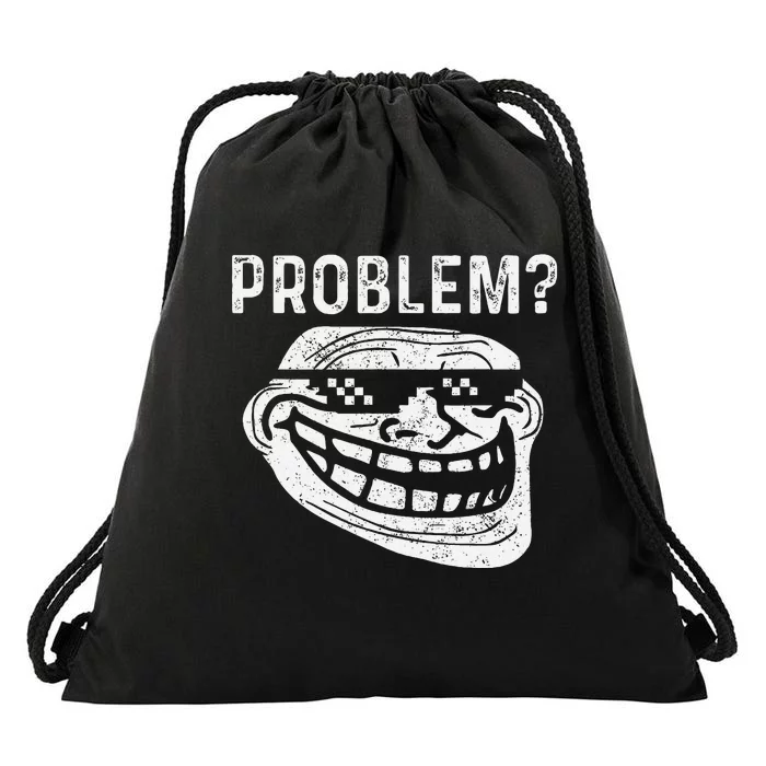 Troll Face Meme Problem Funny Drawstring Bag