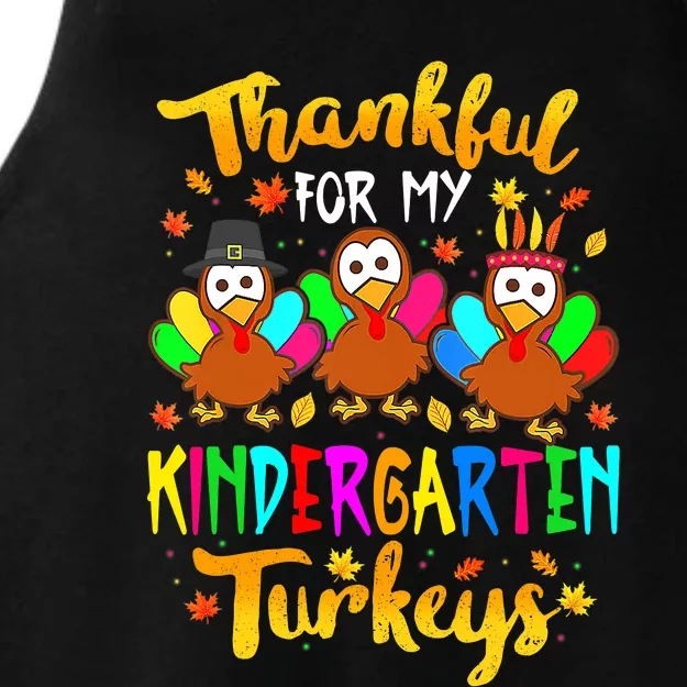 Thankful For My Kindergarten Turkey Teacher Thanksgiving Day Ladies Tri-Blend Wicking Tank