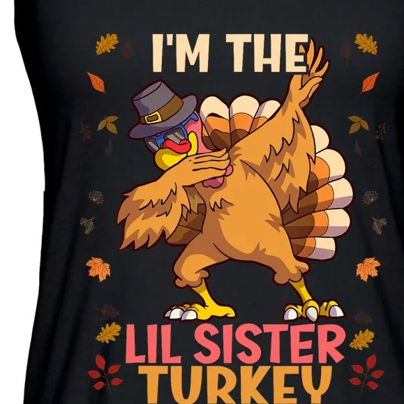 Thanksgiving Family Matching IM The Lil Sister Turkey Funny Ladies Essential Flowy Tank