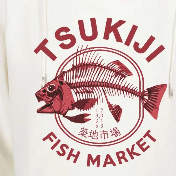 Tsukiji Fish Market Tokyo Japan Womens Funnel Neck Pullover Hood