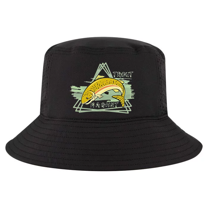 Trout Fishing Magnet Steelhead Rainbow Dad Birthday Gift Cool Comfort Performance Bucket Hat