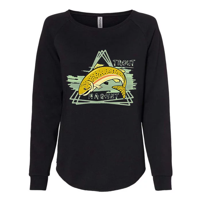 Trout Fishing Magnet Steelhead Rainbow Dad Birthday Gift Womens California Wash Sweatshirt