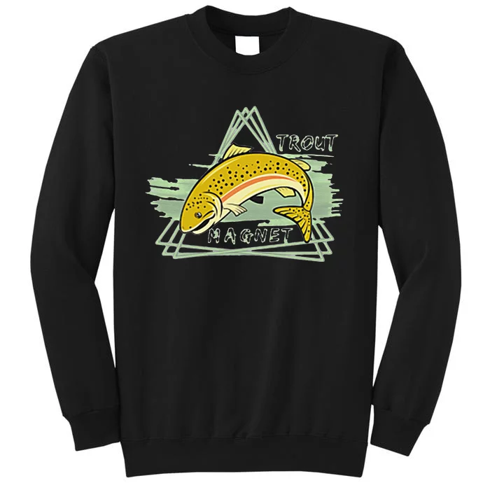 Trout Fishing Magnet Steelhead Rainbow Dad Birthday Gift Tall Sweatshirt