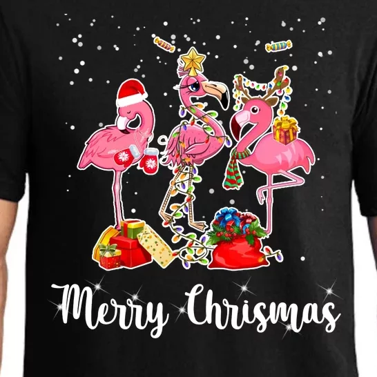 Three Flamingos Merry Christmas Pajama Set