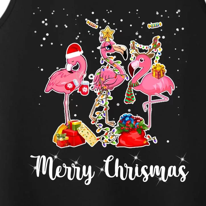 Three Flamingos Merry Christmas Performance Tank