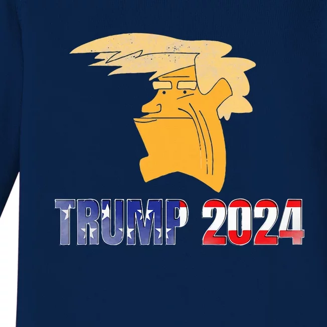 Trump Face Meme Trump 2024 Trump Merchandise. Baby Long Sleeve Bodysuit