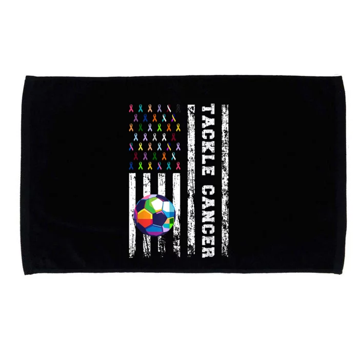 Tackle Football Multicolor Ribbons All Cancer Awareness Microfiber Hand Towel