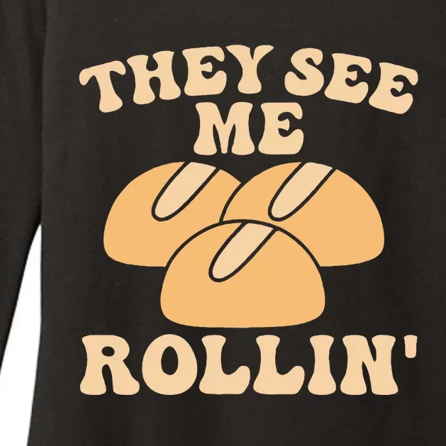 Thanksgiving Family Matching Outfit They See Me Rollin Womens CVC Long Sleeve Shirt