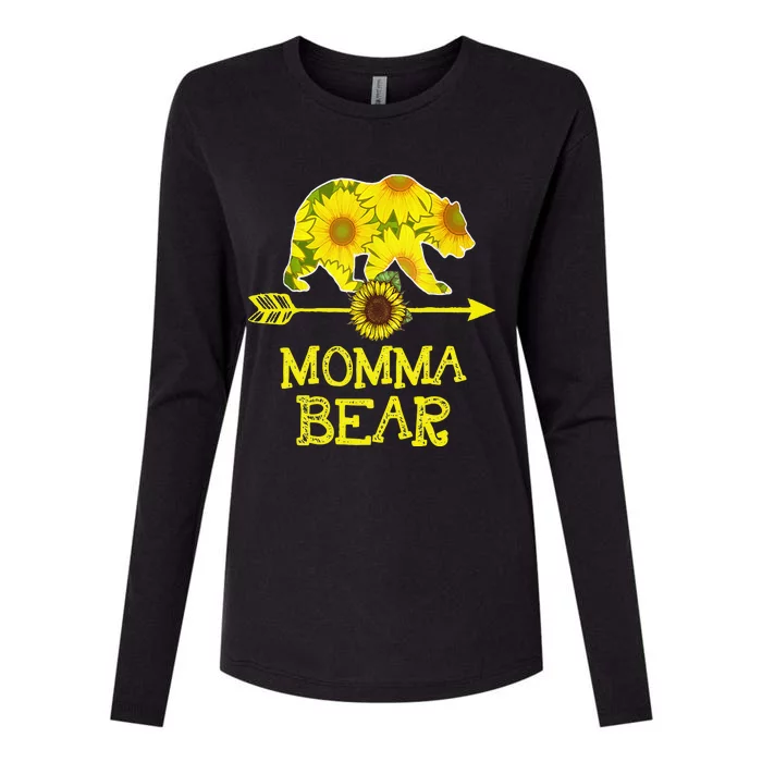 Thanksgiving For Mom Momma Bear Sunflower Womens Cotton Relaxed Long Sleeve T-Shirt