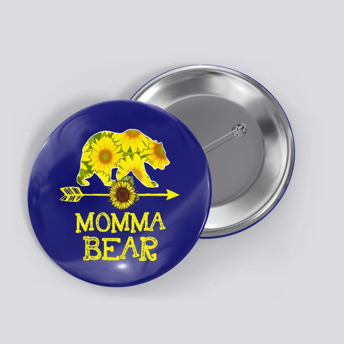 Thanksgiving For Mom Momma Bear Sunflower Button