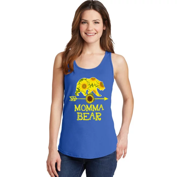 Thanksgiving For Mom Momma Bear Sunflower Ladies Essential Tank