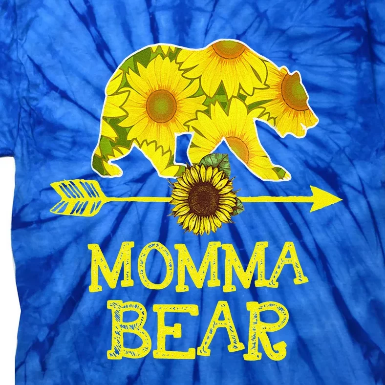 Thanksgiving For Mom Momma Bear Sunflower Tie-Dye T-Shirt