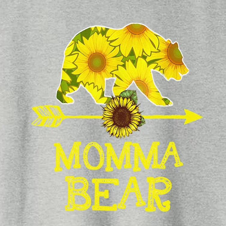 Thanksgiving For Mom Momma Bear Sunflower Women's Crop Top Tee