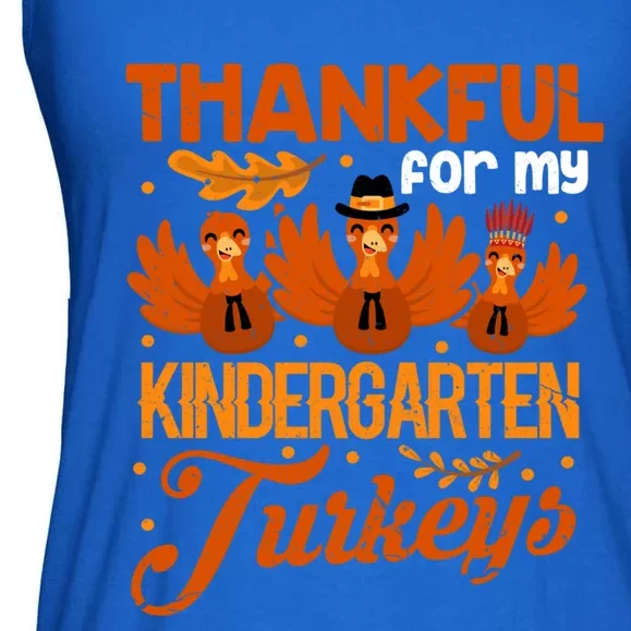 Thankful For My Kindergarten Turkeys Teacher Gift Ladies Essential Flowy Tank