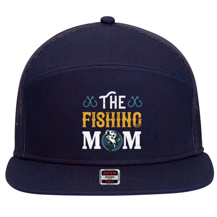 The Fishing Mom Funny Gift 7 Panel Mesh Trucker Snapback Hat