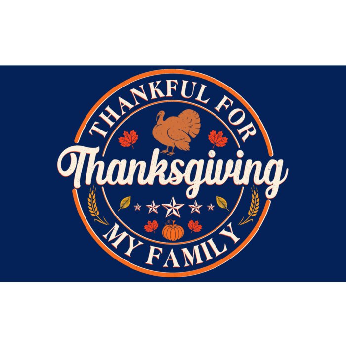 Thankful For My Family Thanksgiving Emblem Bumper Sticker