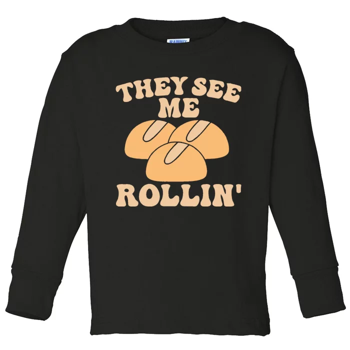 Thanksgiving Family Matching Outfit They See Me Rollin Toddler Long Sleeve Shirt