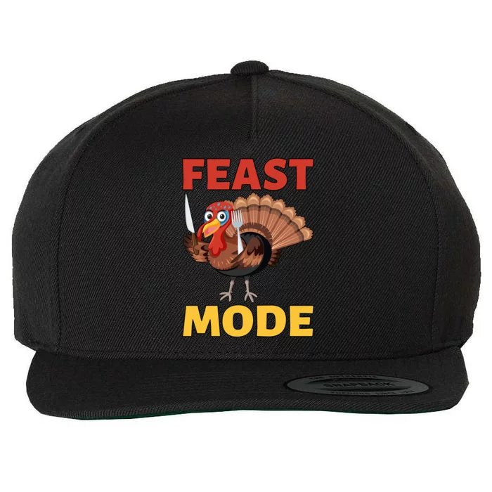 Thanksgiving Feast Mode Funny Turkey Gift Wool Snapback Cap