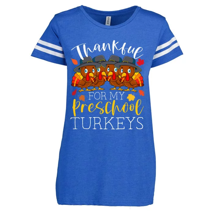 Thankful For My Preschool Turkeys Thanksgiving Teacher Gifts Enza Ladies Jersey Football T-Shirt