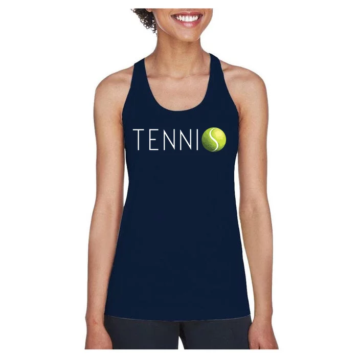 Tennis For Men Women Cool Text Tennis Ball Women's Racerback Tank