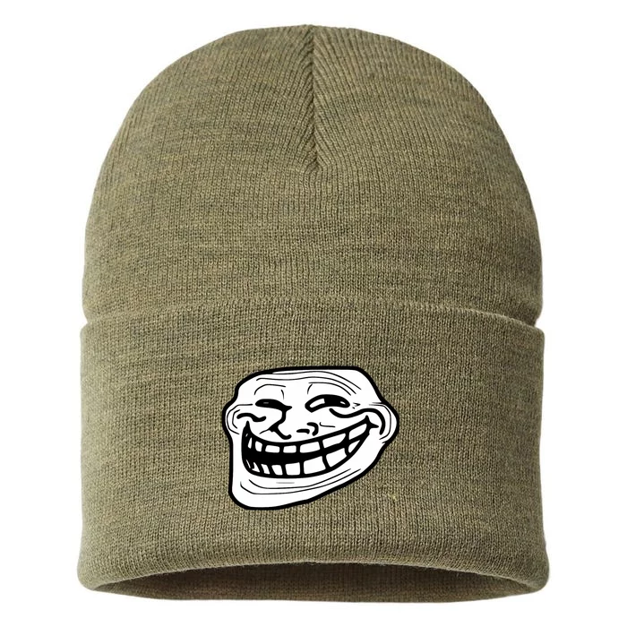 Troll Face Meme Funny Dank Meme Troll Face Sustainable Knit Beanie