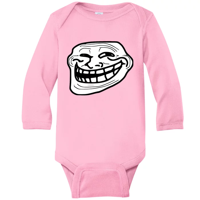 Troll Face Meme Funny Dank Meme Troll Face Baby Long Sleeve Bodysuit