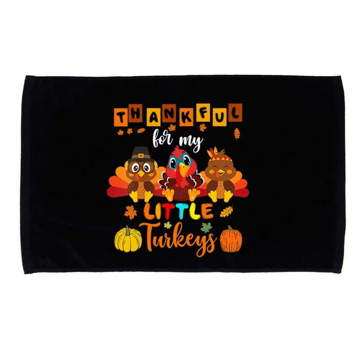 Thankful For My Little Turkey Teacher Thanksgiving Women Microfiber Hand Towel