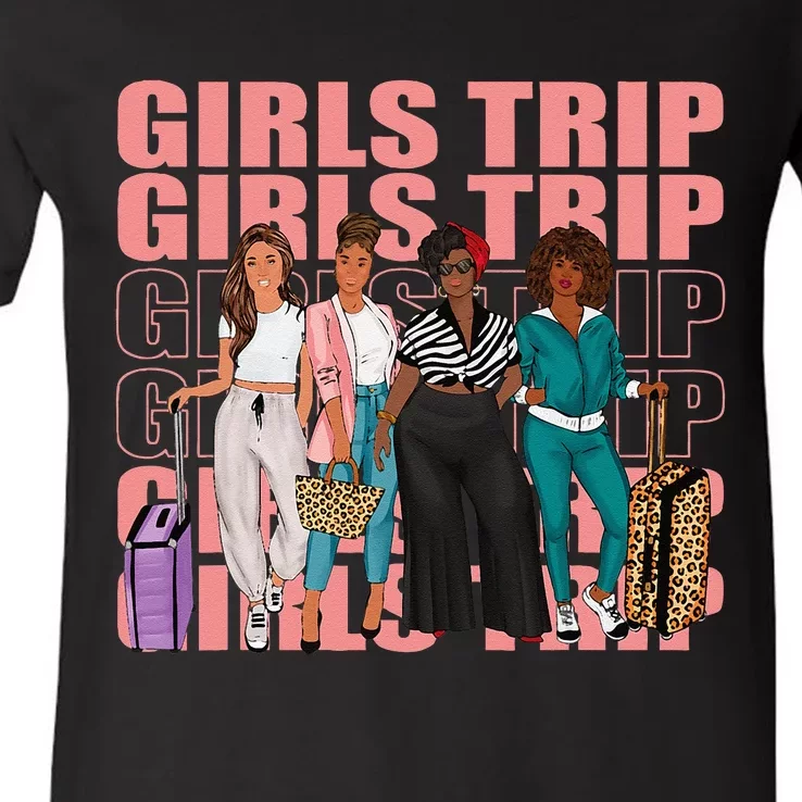 Trip For Melanin Afro Black Vacation Women V-Neck T-Shirt