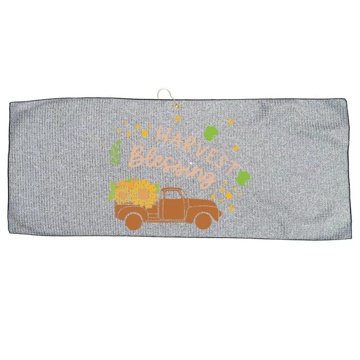 Thanksgiving Family Motif Cute Gift Harvest Blessing Gift Large Microfiber Waffle Golf Towel