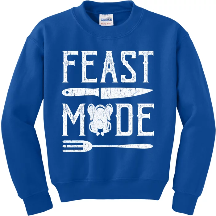 Turkey Feast Mode Gift Retro Vintage Funny Thanksgiving Day Gift Kids Sweatshirt