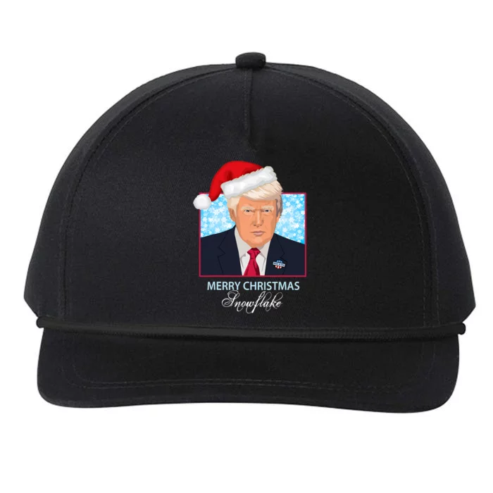 Trump Funny Merry Christmas Snowflake Snapback Five-Panel Rope Hat