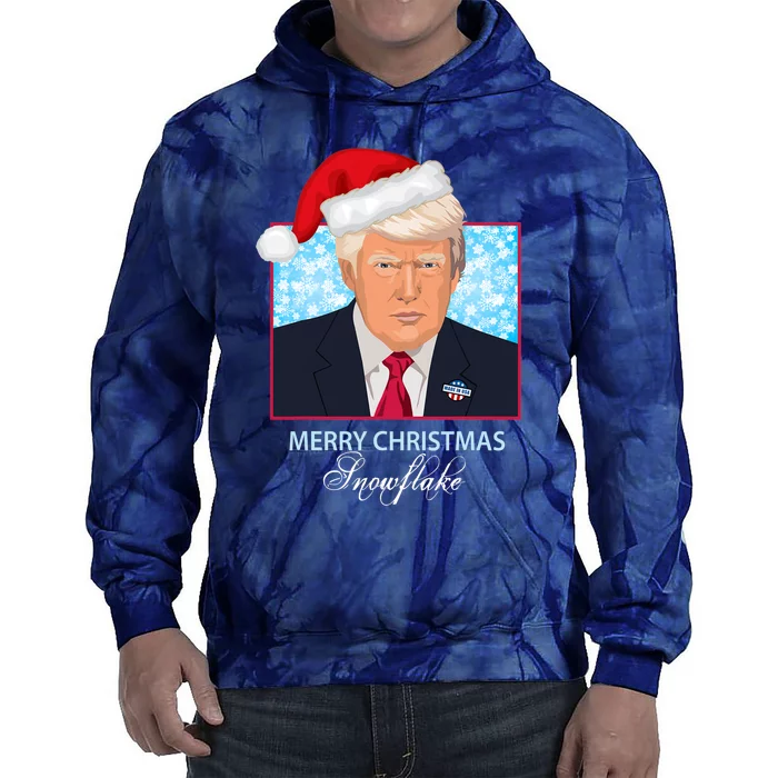 Trump Funny Merry Christmas Snowflake Tie Dye Hoodie