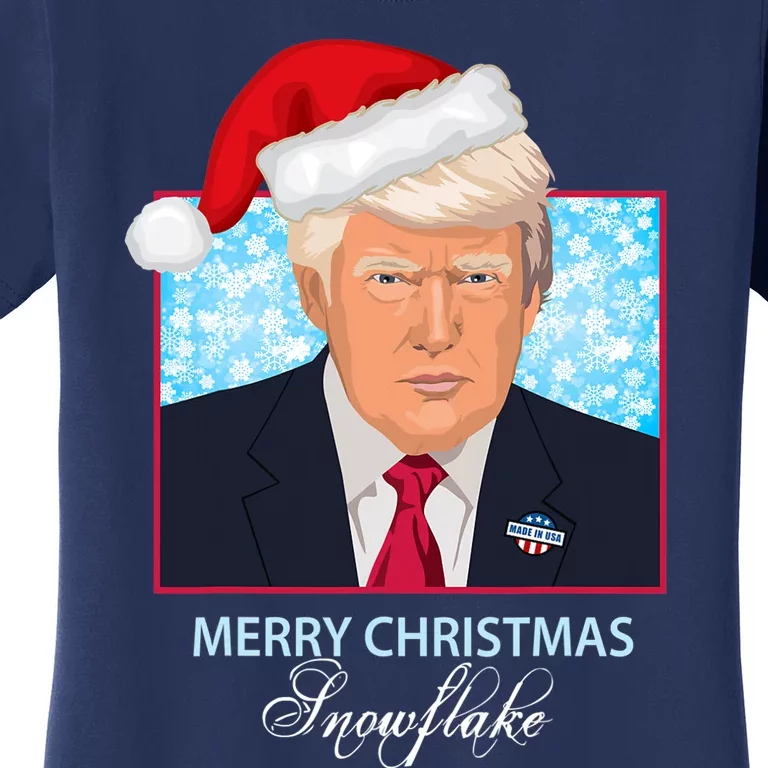 Trump Funny Merry Christmas Snowflake Women's T-Shirt