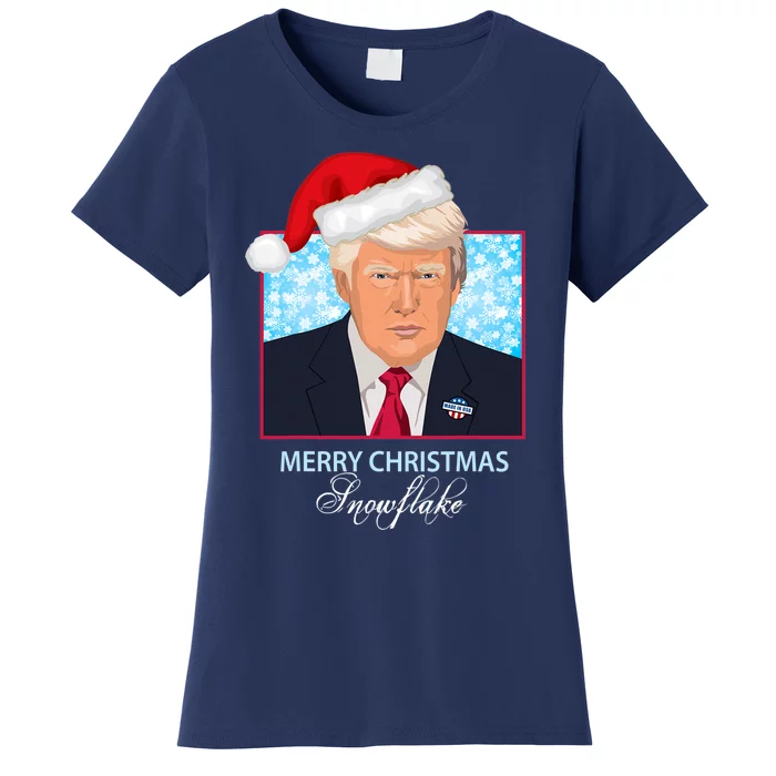 Trump Funny Merry Christmas Snowflake Women's T-Shirt