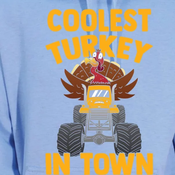 Thanksgiving Funny Monster Truck Coolest Turkey In Town Funny Gift Unisex Surf Hoodie