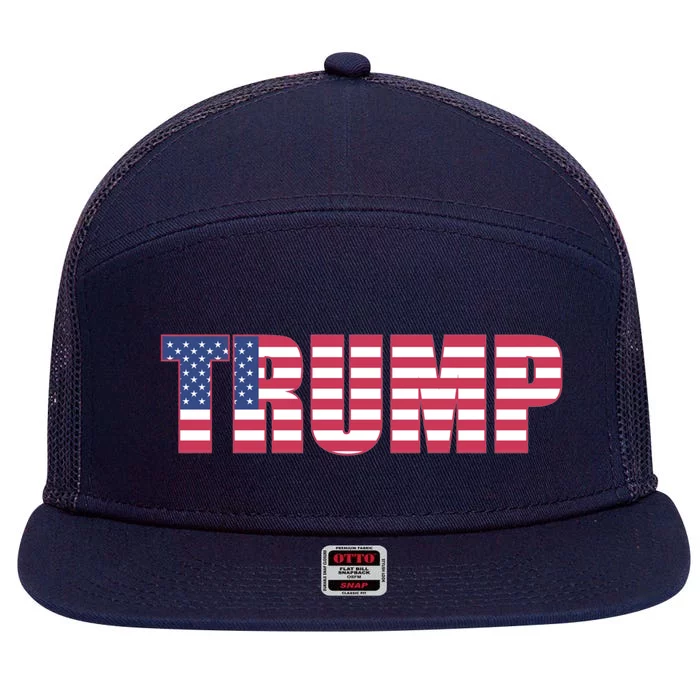 Trump Flag Meaningful Gift 7 Panel Mesh Trucker Snapback Hat