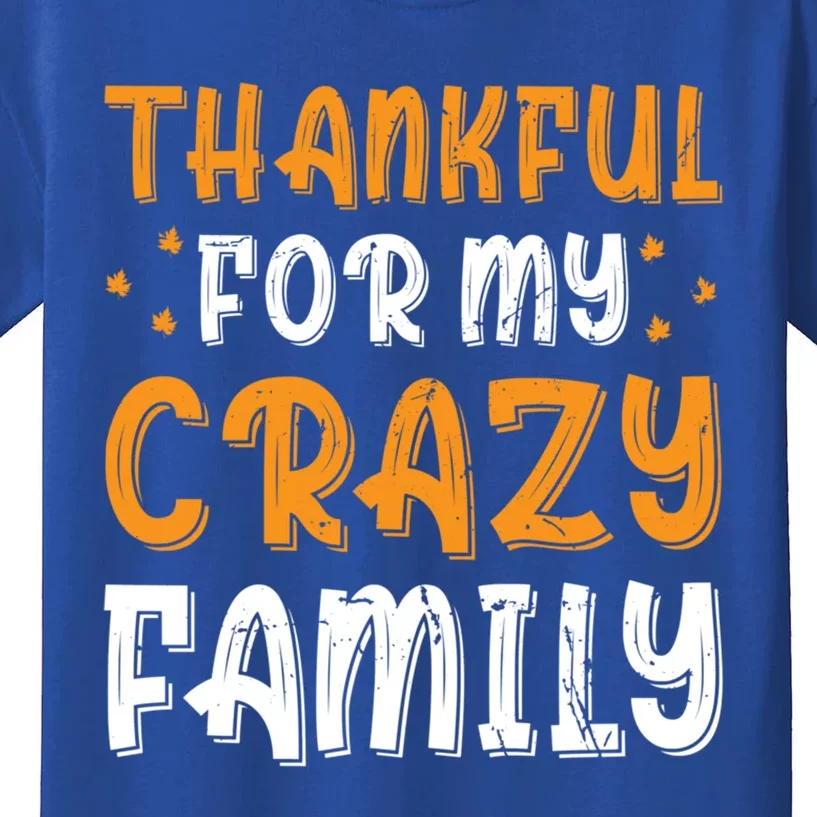 Thankful For My Crazy Family Thanksgiving Family Humor Gift Kids T-Shirt