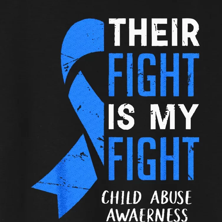 Their Fight My Fight Child Abuse Awareness April Blue Ribbon Women's Crop Top Tee