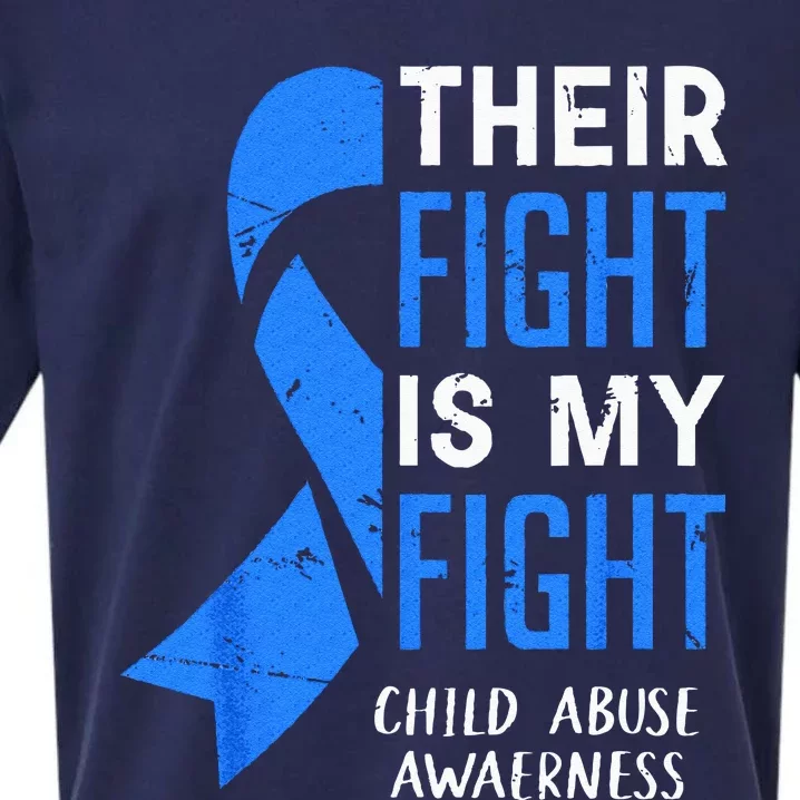 Their Fight My Fight Child Abuse Awareness April Blue Ribbon Sueded Cloud Jersey T-Shirt