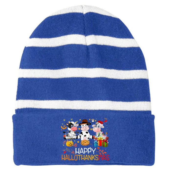 Thanksgiving Family Matching Outfit For Dad Turkey Striped Beanie with Solid Band