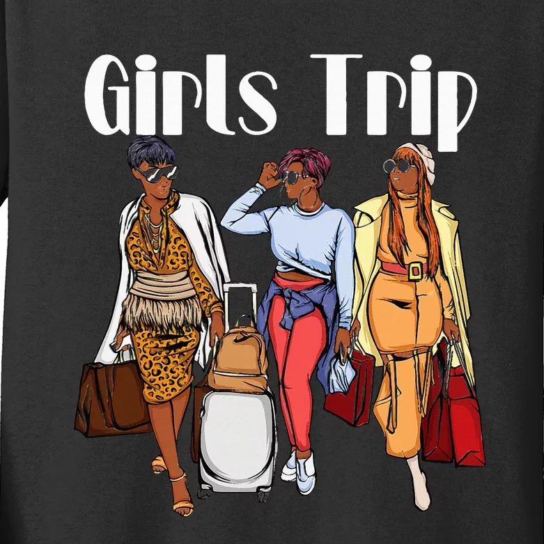 Trip For Melanin Black Women Kids Long Sleeve Shirt