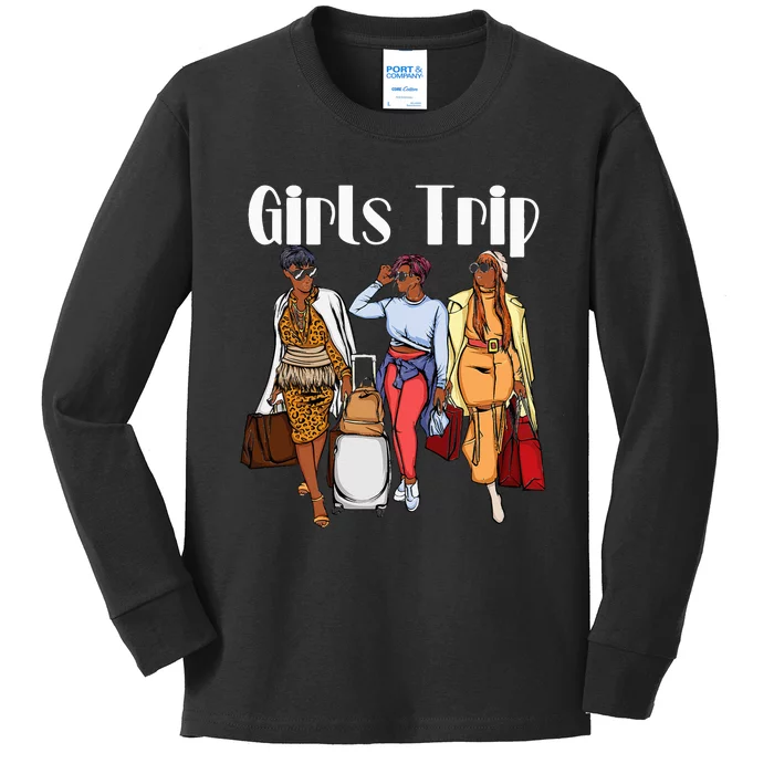 Trip For Melanin Black Women Kids Long Sleeve Shirt