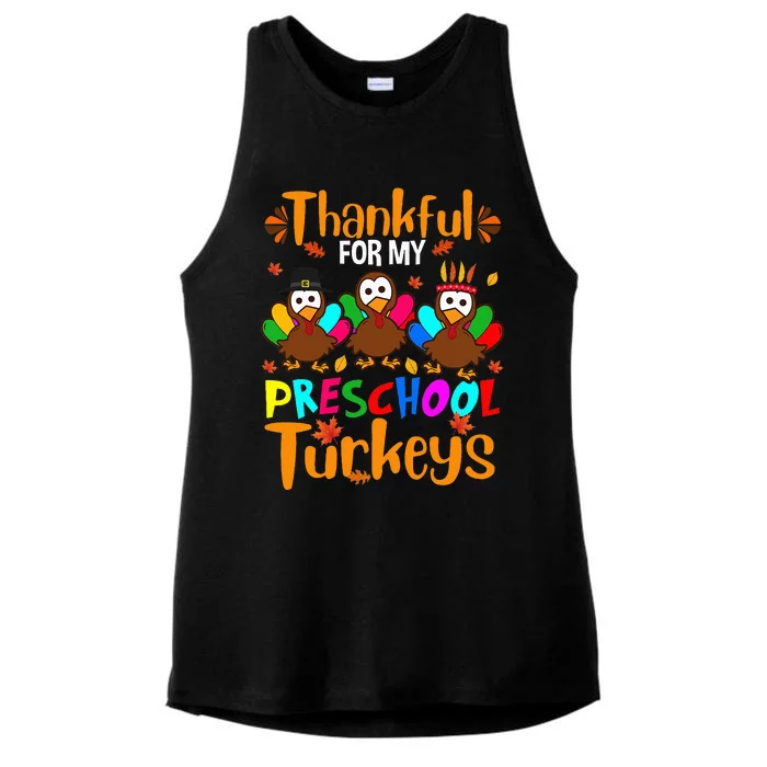 Thankful For My Preschool Turkeys Thanksgiving Teacher Ladies Tri-Blend Wicking Tank