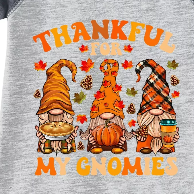 Thankful For My Gnomies Cute Gnome Thanksgiving Infant Baby Jersey Bodysuit