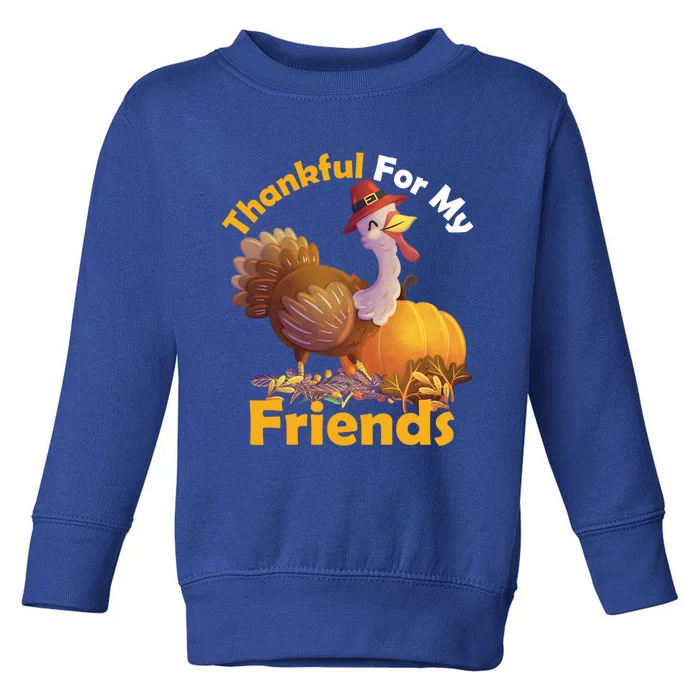 Thankful For My Friends Turkeys Thanksgiving Funny Gift Toddler Sweatshirt