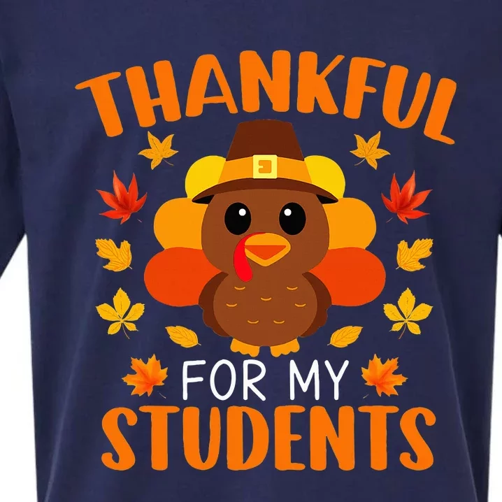 Thankful For My Students Funny Teacher Thanksgiving Sueded Cloud Jersey T-Shirt