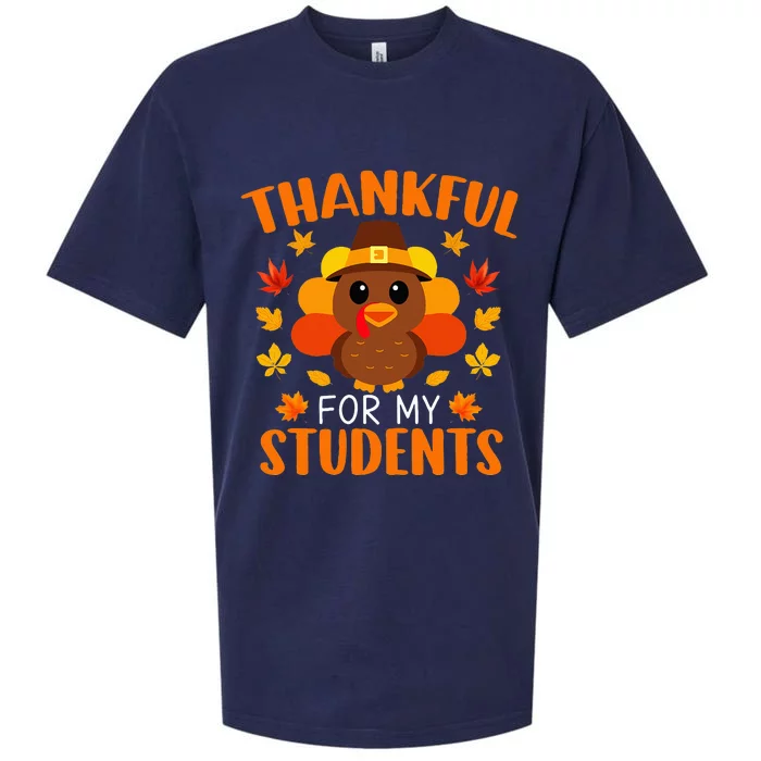 Thankful For My Students Funny Teacher Thanksgiving Sueded Cloud Jersey T-Shirt