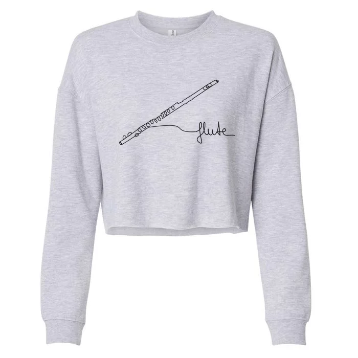 Transverse Flute Music Design One Line Flute Cropped Pullover Crew