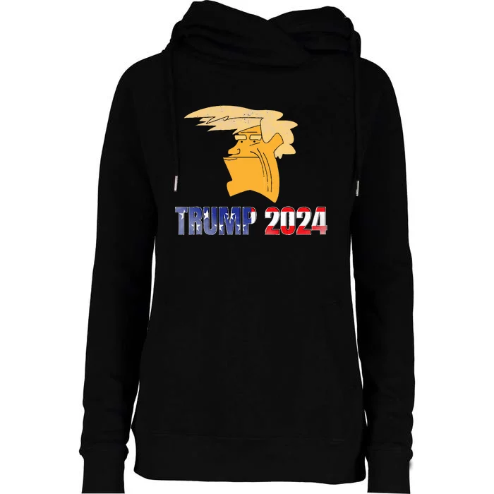 Trump Face Meme Trump 2024 Trump Merchandise. Womens Funnel Neck Pullover Hood